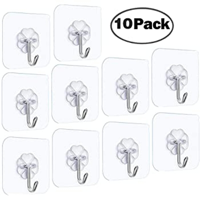 Picture of (10 pis) Transparent Self Adhesive Bathroom Kitchen Door Wall Hooks