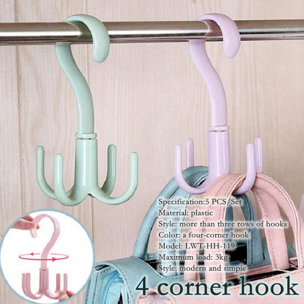 Picture of 360 Degree Rotated 4 Hooks Plastic Hanger - 2 pcs