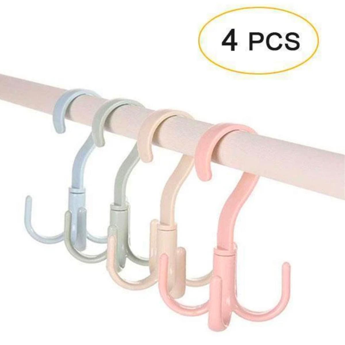 Picture of 360 Degree Rotated 4 Hooks Plastic Hanger - 4 pcs