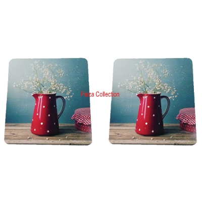 Picture of Table Coasters Square Bamboo Placemat Heat Insulation Hollow Pad Desk Pot Cup Mat Table Mat Decorations Kitchen Accessory (2 Pcs )
