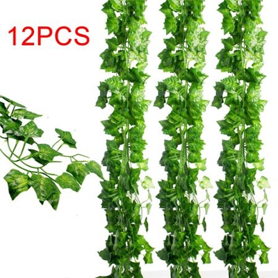 Picture of Artificial Flowers Silk Fake Ivy Leaves Greenery Hanging Vine Ivy Plants Leaf Garland for Wedding Party Garden Home Wall Decor- 12 Pcs - Home Decoration Item