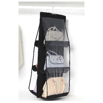 Picture of 6 Pockets 3 Layer Folding Hanging Bag Folding Shelf Tote Bag Door Organizer Pocket Hanger Closet Storage Hanger