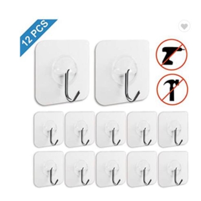 Picture of Powerful Transparent Wall Hook, Heavy Duty Adhesive Hooks(5.9kg) Reusable,Seamless ,Scratch,Waterproof and Oilproof