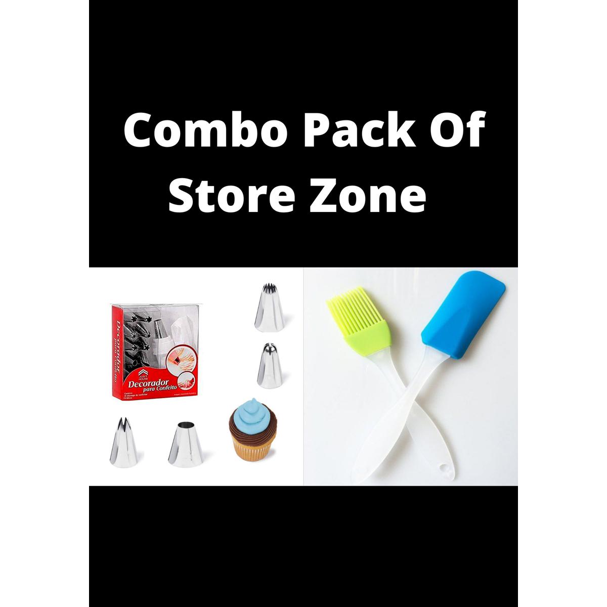 Picture of Silicone Spatula with Brush Set and 15 Pieces of Cake Decorating Nozzle Set - Combo Pack of 2 items