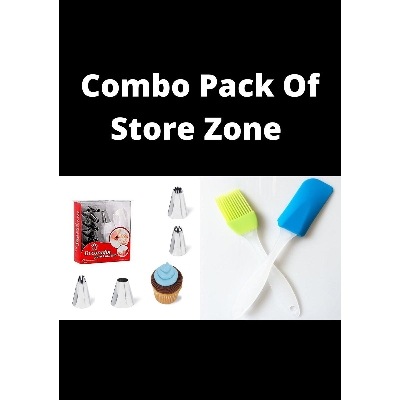 Picture of Silicone Spatula with Brush Set and 15 Pieces of Cake Decorating Nozzle Set - Combo Pack of 2 items