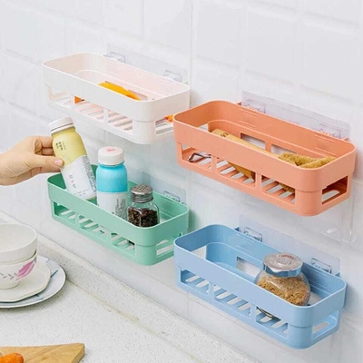 Picture of 1 Pcs Wall Mounted Bathroom Storage Rack Shampoo Storage Shelves Shampoo Rack Toilet Storage Bathroom Rack Bathroom Storage Rack Organizer Shelf Kitchen Organizer Kitchen Storage