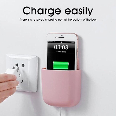 Picture of 1 Pcs Mobile Phone Charging Hanging Holder Multifunction Wall Mounted Plug Bracket Remote Control Mounted Storage Box Bathroom Hanging Holder