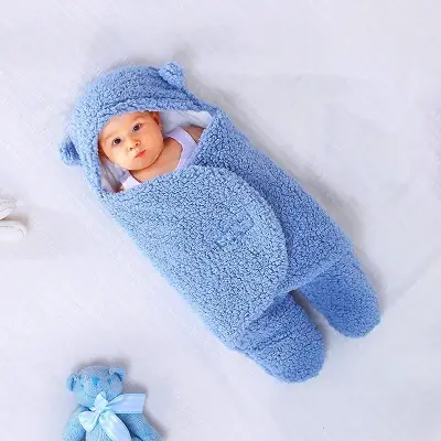 Picture of Windproof Plush Baby Blanket - Cozy Cocoon Wrap for Winter (0-1 Year)