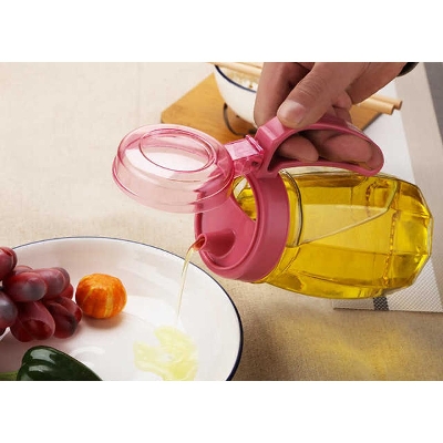 Picture of 600ml Oil Drum Glass Household Oil Storage Tank Large Vegetable Edible Oil Kitchen Transparent Device Puts Oil Pot
