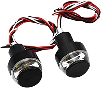 Picture of Universal Motorcycle Handlebar and Turn Signal Grip Bar End LED Light - White - Set of 2