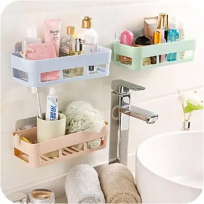 Picture of Wall Mounted Bathroom Rack Bathroom Storage Rack Kitchen Rack Storage Organizer Toilet Shelf Bathroom Organizer Bathroom Accessories Toilet Wall Rack Kitchen Organizer Shampoo Holder Rack
