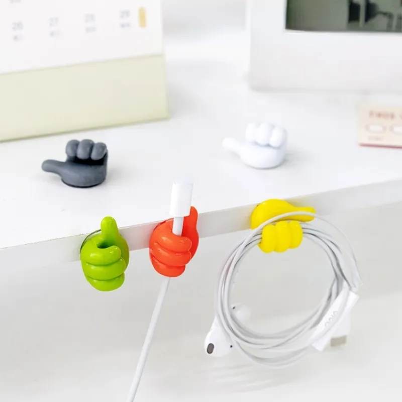 Picture of 6 Pcs Multifunctional Clip Holder Thumb Hooks Wire Organizer Wall Hooks Hanger Strong Wall Holder for Kitchen Bathroom