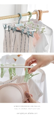Picture of 12 ক্লিপ রোটারি ফোল্ডিং হ্যাঙ্গার মাল্টি ক্লিপ উইন্ডপ্রুফ ড্রাই হ্যাঙ্গার হোসিয়ারি ক্লিপ আন্ডারওয়্যার হোসিয়ারি র‍্যাক মাল্টি ফাংশন হ্যাঙ্গার - cloth rack