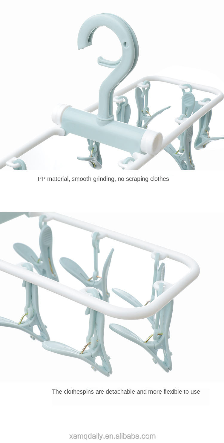 Picture of 12 ক্লিপ রোটারি ফোল্ডিং হ্যাঙ্গার মাল্টি ক্লিপ উইন্ডপ্রুফ ড্রাই হ্যাঙ্গার হোসিয়ারি ক্লিপ আন্ডারওয়্যার হোসিয়ারি র‍্যাক মাল্টি ফাংশন হ্যাঙ্গার - cloth rack