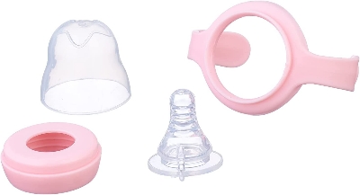 Picture of 120 ml Medium age Babies Glass Feeding Bottle Milk Water Pacifier Cup BPA-Free Rubber Sleeve Insulation Portable Toddler Feeder