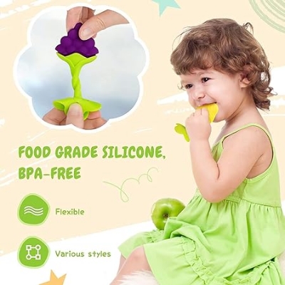 Picture of Teething Baby Toy Silicone Teether Chewable Teething Toy Fruit-shaped Teether BPA-Free Teething Toy Newborn Teething Accessory Soothing Baby Teether Safe Teething Toy Infant Sucking Chew Toy Baby