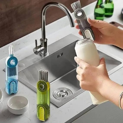 Picture of 3 in 1 Tiny Bottle Cup Lid Detail Brush Straw Cleaner Tools Multi-Functional Water Bottle Cleaning Brush