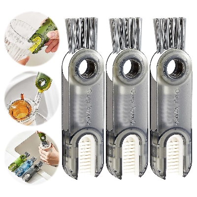 Picture of 3 in 1 Tiny Bottle Cup Lid Detail Brush Straw Cleaner Tools Multi-Functional Water Bottle Cleaning Brush
