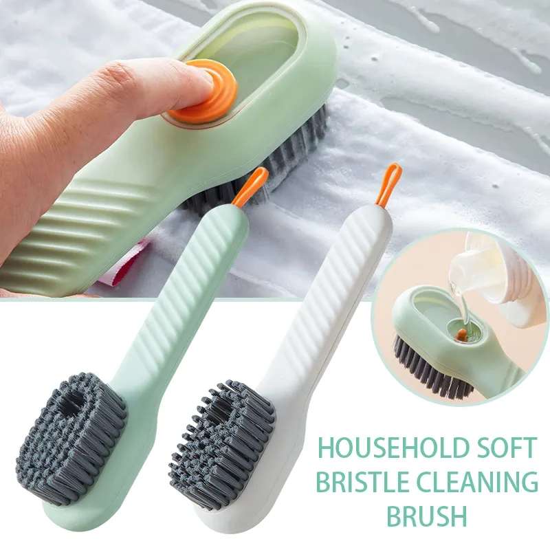Picture of Shoes Clothes Brush with Soap Dispenser Automatic Liquid Discharge Bathroom Laundry Scrub Soft Cleaning Brushes Household Tools