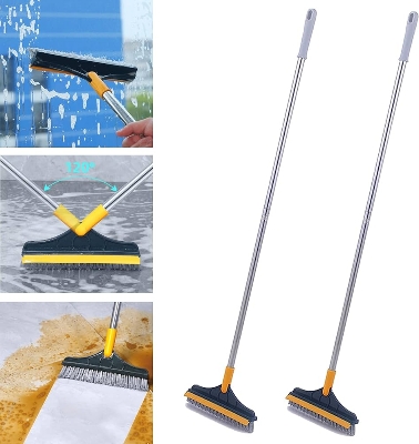 Picture of 2 In 1 Bathroom Long Handle Brush Bristles Floor Ceramic Tile Wall Seam Scrub Toilet...///