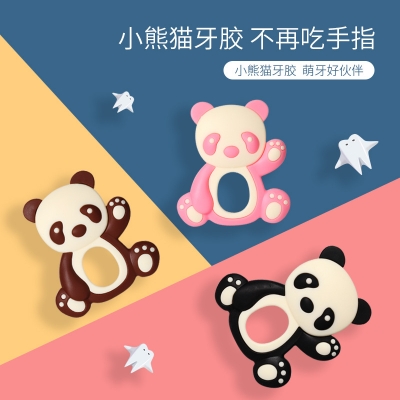 Picture of New Panda Shape Baby teether toy Teething Toys, Not Easy to Hurt High Temperature Disinfection Baby Teether 0-6 Months Food Grade Silicone Material Multi bite point design for baby