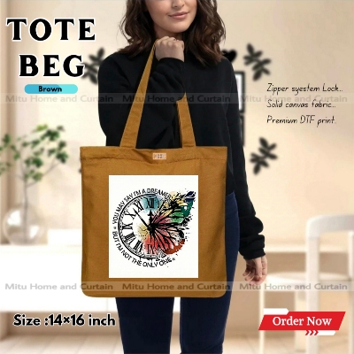 Buy Premium Tote Bag with Zipper Canvas Tote Bag for Women Trendy Shopping Bag / College Bag / University Bag Tote Bag, Canvas Bag with Zipper  at Best Price In Bangladesh
