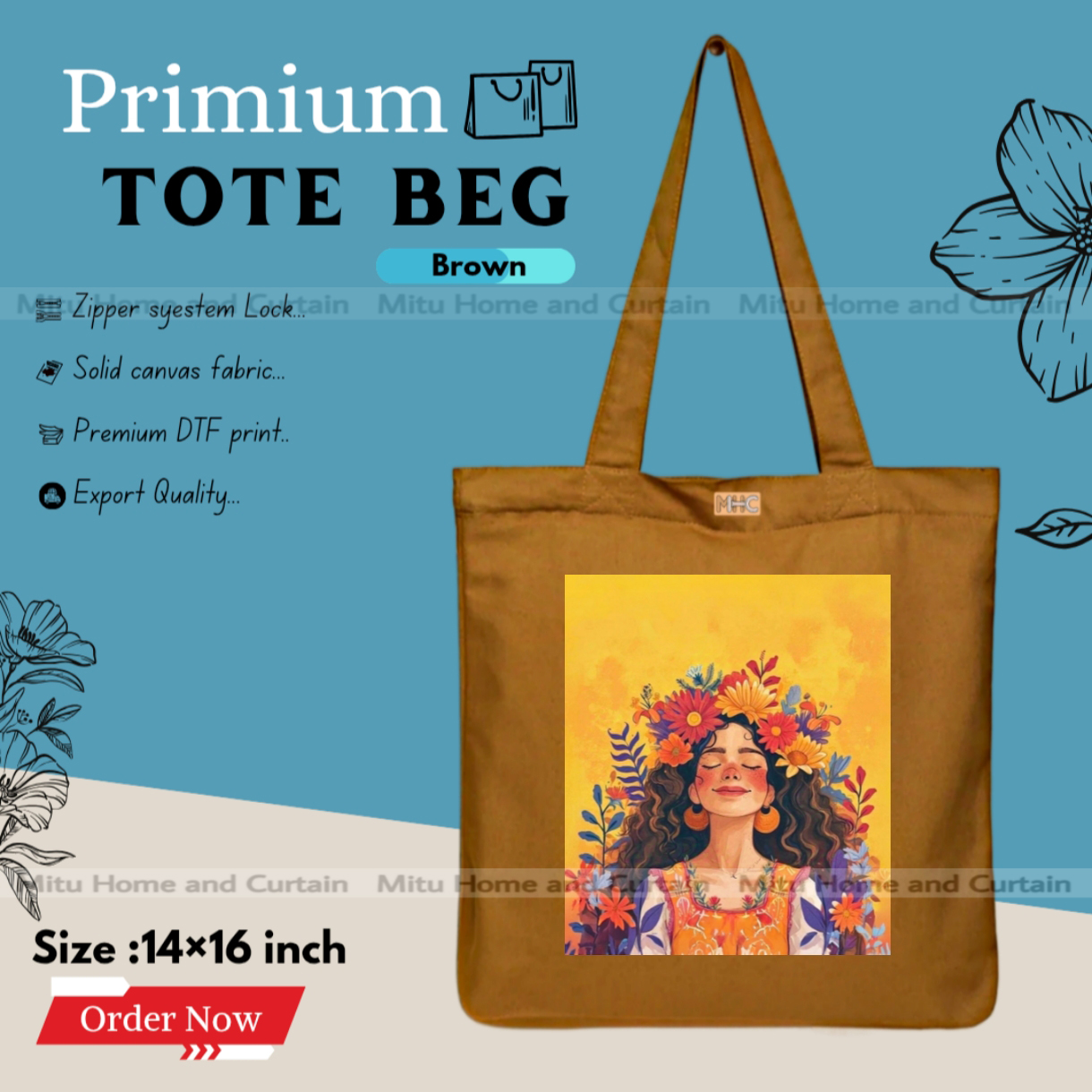 Buy Premium Tote Bag with Zipper Canvas Tote Bag for Women Trendy Shopping Bag / College Bag / University Bag Tote Bag, Canvas Bag with Zipper  at Best Price In Bangladesh