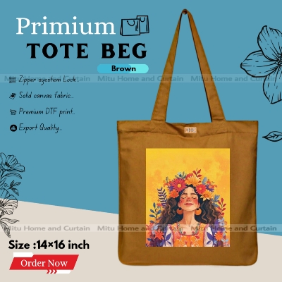 Buy Premium Tote Bag with Zipper Canvas Tote Bag for Women Trendy Shopping Bag / College Bag / University Bag Tote Bag, Canvas Bag with Zipper  at Best Price In Bangladesh