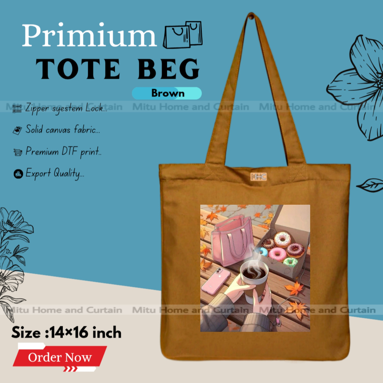 Buy Premium Tote Bag with Zipper Canvas Tote Bag for Women Trendy Shopping Bag / College Bag / University Bag Tote Bag, Canvas Bag with Zipper  at Best Price In Bangladesh