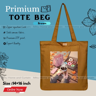 Buy Premium Tote Bag with Zipper Canvas Tote Bag for Women Trendy Shopping Bag / College Bag / University Bag Tote Bag, Canvas Bag with Zipper  at Best Price In Bangladesh