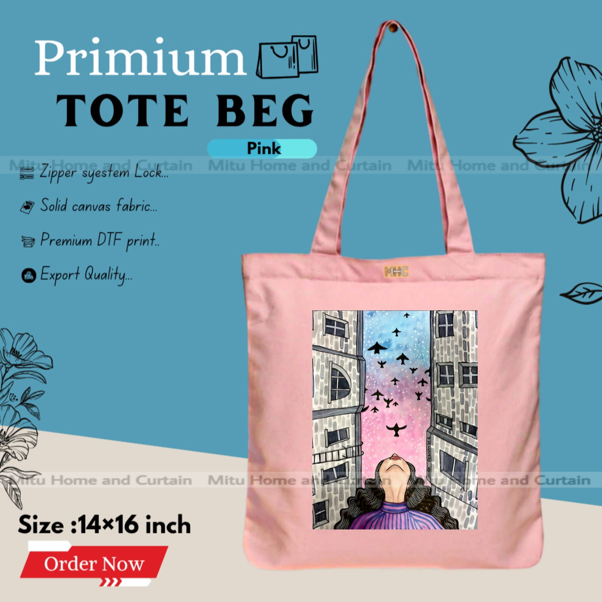 Buy Premium Tote Bag with Zipper Canvas Tote Bag for Women Trendy Shopping Bag / College Bag / University Bag Tote Bag, Canvas Bag with Zipper  at Best Price In Bangladesh