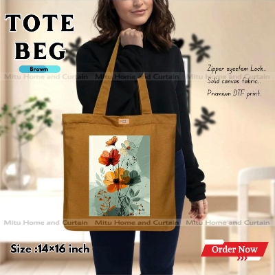Buy Premium Tote Bag with Zipper Canvas Tote Bag for Women Trendy Shopping Bag / College Bag / University Bag Tote Bag, Canvas Bag with Zipper  at Best Price In Bangladesh