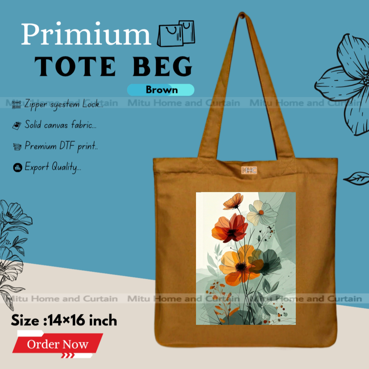 Buy Premium Tote Bag with Zipper Canvas Tote Bag for Women Trendy Shopping Bag / College Bag / University Bag Tote Bag, Canvas Bag with Zipper  at Best Price In Bangladesh