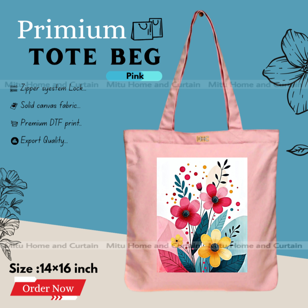 Buy Premium Tote Bag with Zipper Canvas Tote Bag for Women Trendy Shopping Bag / College Bag / University Bag Tote Bag, Canvas Bag with Zipper  at Best Price In Bangladesh