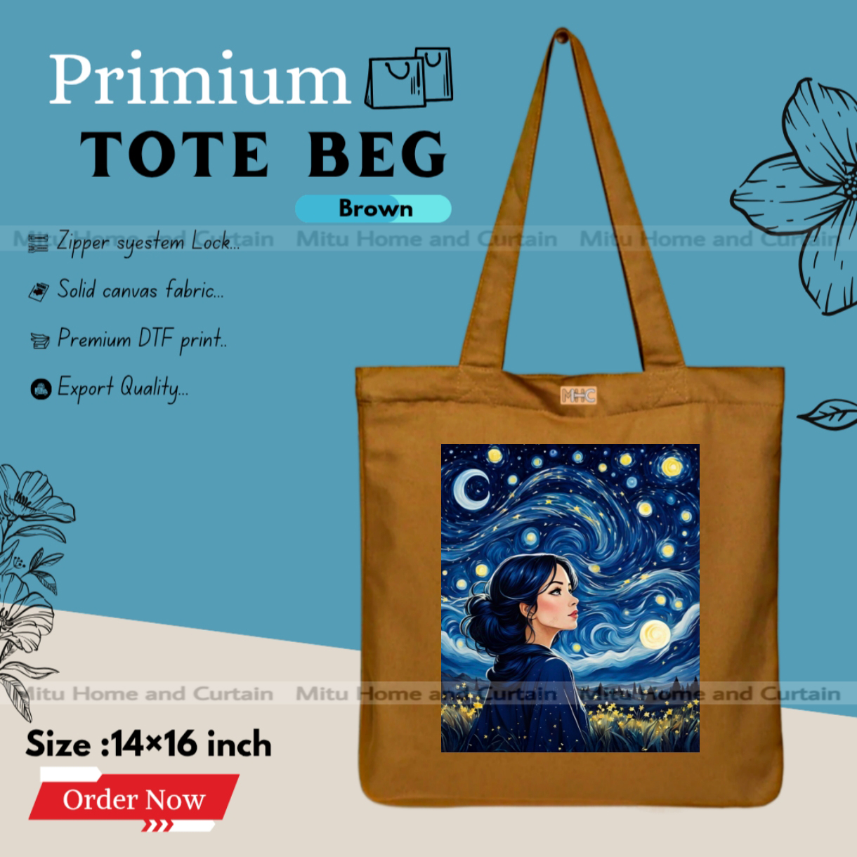 Buy Premium Tote Bag with Zipper Canvas Tote Bag for Women Trendy Shopping Bag / College Bag / University Bag Tote Bag, Canvas Bag with Zipper  at Best Price In Bangladesh