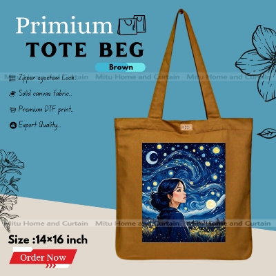 Buy Premium Tote Bag with Zipper Canvas Tote Bag for Women Trendy Shopping Bag / College Bag / University Bag Tote Bag, Canvas Bag with Zipper  at Best Price In Bangladesh