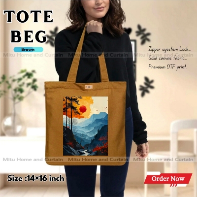 Buy Premium Tote Bag with Zipper Canvas Tote Bag for Women Trendy Shopping Bag / College Bag / University Bag Tote Bag, Canvas Bag with Zipper  at Best Price In Bangladesh