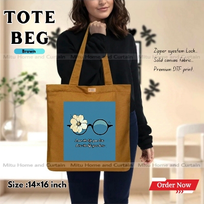 Buy Premium Tote Bag with Zipper Canvas Tote Bag for Women Trendy Shopping Bag / College Bag / University Bag Tote Bag, Canvas Bag with Zipper  at Best Price In Bangladesh