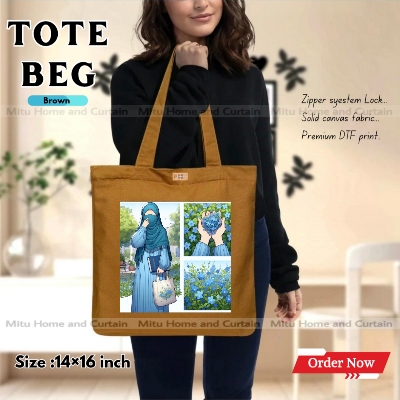 Buy Premium Tote Bag with Zipper Canvas Tote Bag for Women Trendy Shopping Bag / College Bag / University Bag Tote Bag, Canvas Bag with Zipper  at Best Price In Bangladesh