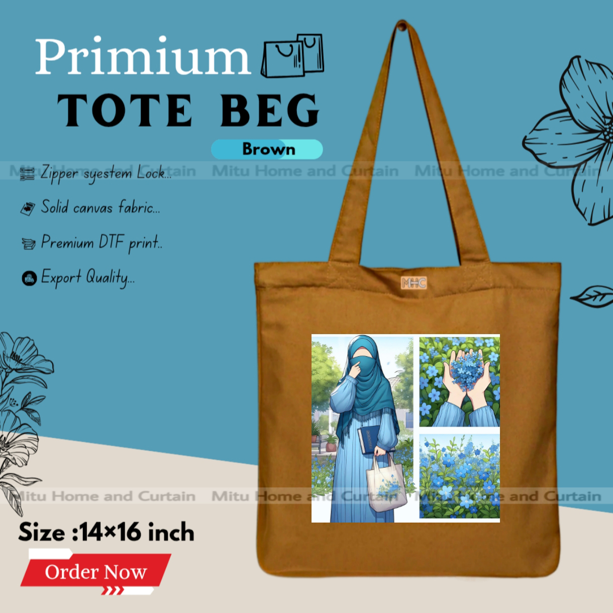 Buy Premium Tote Bag with Zipper Canvas Tote Bag for Women Trendy Shopping Bag / College Bag / University Bag Tote Bag, Canvas Bag with Zipper  at Best Price In Bangladesh