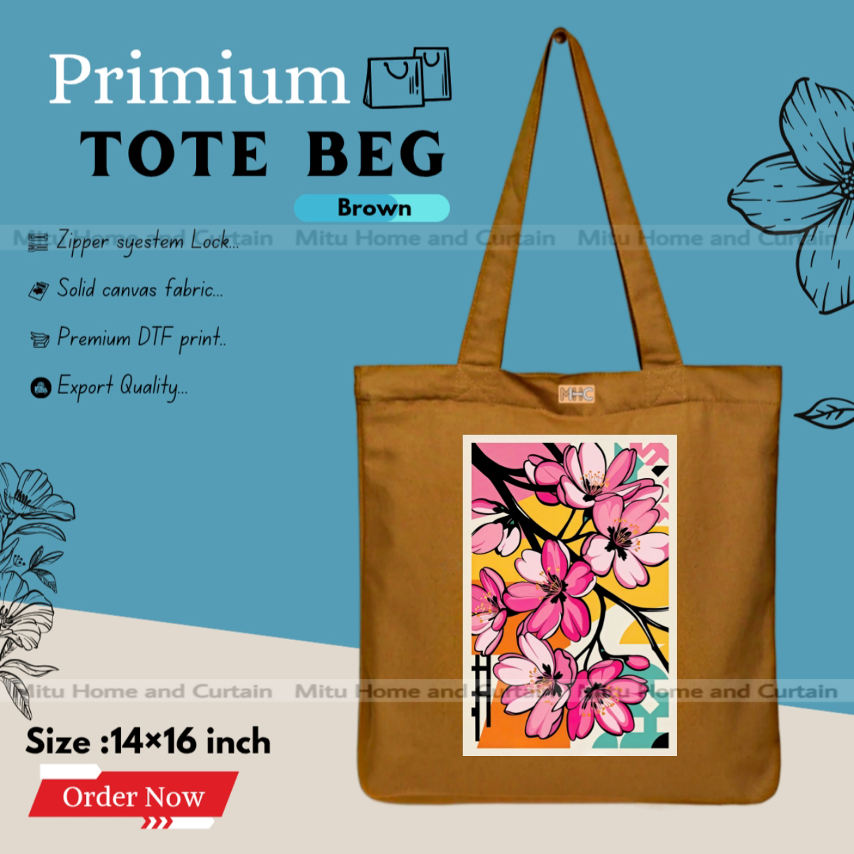 Buy Premium Tote Bag with Zipper Canvas Tote Bag for Women Trendy Shopping Bag / College Bag / University Bag Tote Bag, Canvas Bag with Zipper  at Best Price In Bangladesh