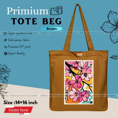 Buy Premium Tote Bag with Zipper Canvas Tote Bag for Women Trendy Shopping Bag / College Bag / University Bag Tote Bag, Canvas Bag with Zipper  at Best Price In Bangladesh