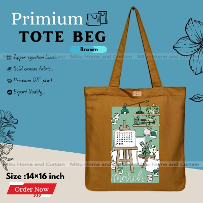 Buy Premium Tote Bag with Zipper Canvas Tote Bag for Women Trendy Shopping Bag / College Bag / University Bag Tote Bag, Canvas Bag with Zipper  at Best Price In Bangladesh