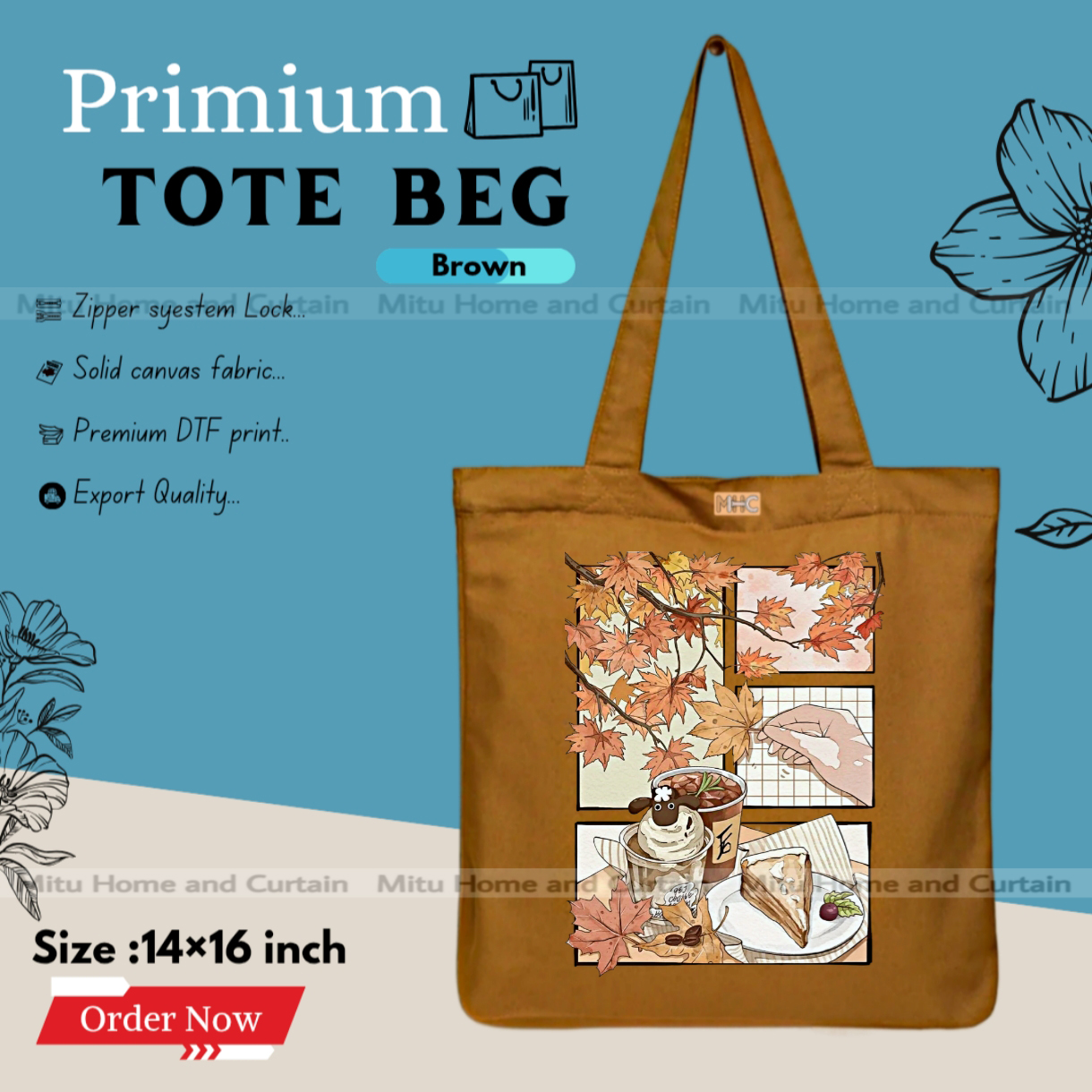 Buy Premium Tote Bag with Zipper Canvas Tote Bag for Women Trendy Shopping Bag / College Bag / University Bag Tote Bag, Canvas Bag with Zipper  at Best Price In Bangladesh