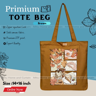 Buy Premium Tote Bag with Zipper Canvas Tote Bag for Women Trendy Shopping Bag / College Bag / University Bag Tote Bag, Canvas Bag with Zipper  at Best Price In Bangladesh