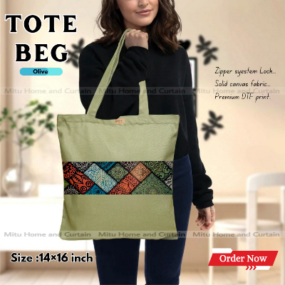 Buy Premium Tote Bag with Zipper Canvas Tote Bag for Women Trendy Shopping Bag / College Bag / University Bag Tote Bag, Canvas Bag with Zipper  at Best Price In Bangladesh