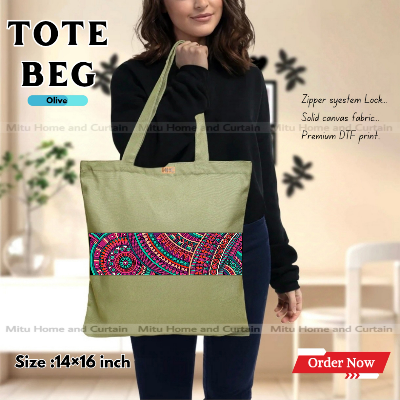 Buy Premium Tote Bag with Zipper Canvas Tote Bag for Women Trendy Shopping Bag / College Bag / University Bag Tote Bag, Canvas Bag with Zipper  at Best Price In Bangladesh