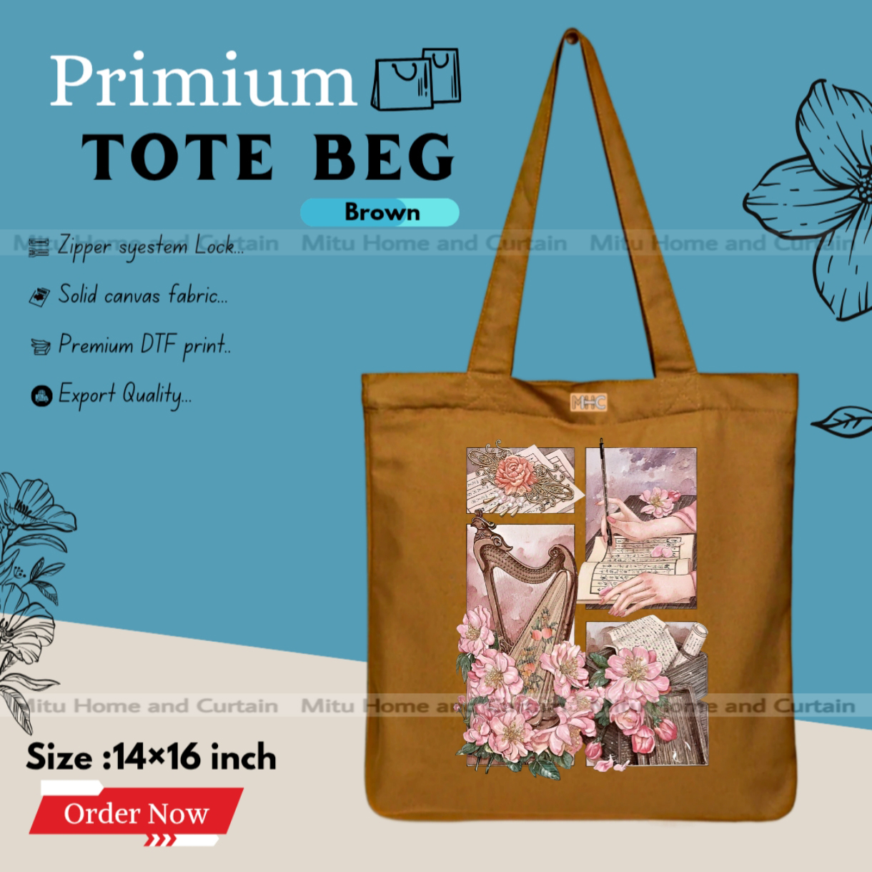 Buy Premium Tote Bag with Zipper Canvas Tote Bag for Women Trendy Shopping Bag / College Bag / University Bag Tote Bag, Canvas Bag with Zipper  at Best Price In Bangladesh