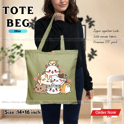 Buy Premium Tote Bag with Zipper Canvas Tote Bag for Women Trendy Shopping Bag / College Bag / University Bag Tote Bag, Canvas Bag with Zipper  at Best Price In Bangladesh