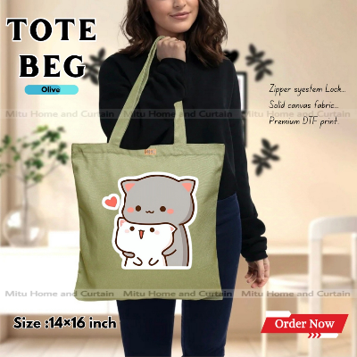 Buy Premium Tote Bag with Zipper Canvas Tote Bag for Women Trendy Shopping Bag / College Bag / University Bag Tote Bag, Canvas Bag with Zipper  at Best Price In Bangladesh